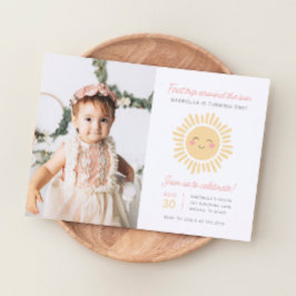 Erste Reise rund um das Sun 1. Geburtstag Party Fo Einladung