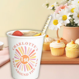 Erste Reise rund um das Sun 1. Geburtstag Party Pappbecher