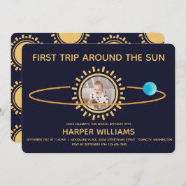 Erste Reise rund um das Sun Baby Geburtstag Einladung