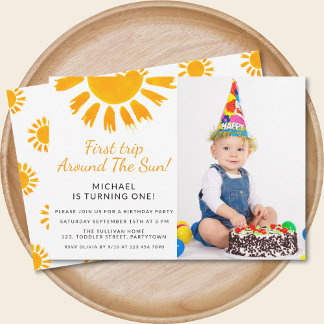 Erste Reise rund um das Sun Birthday Party Foto Einladung