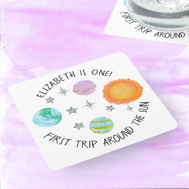 Erste Reise rund um das Sun Girl's Birthday Rechteckiger Pappuntersetzer