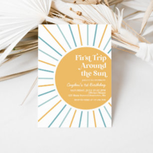 Erste Reise rund um den Sun Boho Sunshine Geburtst Einladung