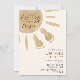 Erste Reise rund um die Sonne 1. Geburtstag Einlad Einladung