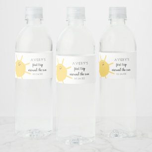 Erste Reise rund um die Sonne 1. Geburtstag Sonnen Wasserflaschenetikett