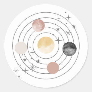 Erste Reise um den Sonnenraum Runder Aufkleber