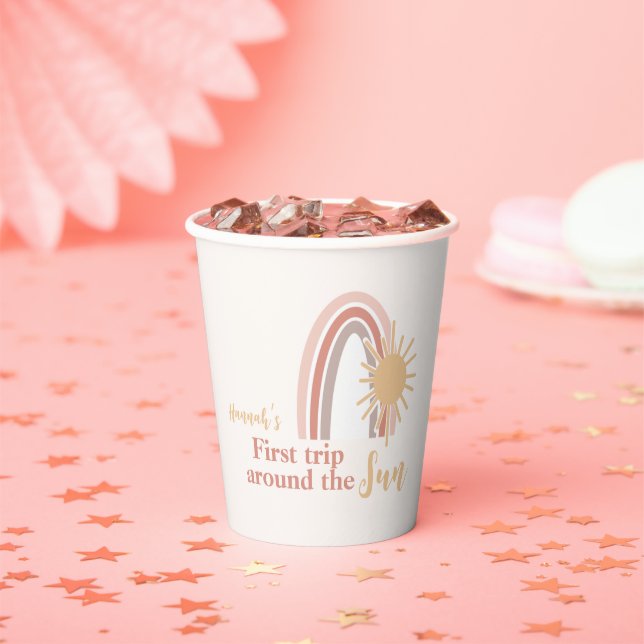Erste Reise um den Sun Boho Rainbow Pappbecher (Insitu)