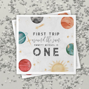 Erste Reise um den Sun Outer Space 1. Geburtstag Serviette