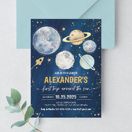 Erste Reise um den Weltraum der Sonne Geburtstag Einladung