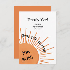 Erste Reise um die Sonne 1. Geburtstag Dankeskarte