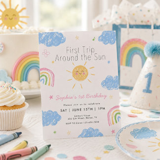 Erste Reise um die Sonne 1. Geburtstag Einladung
