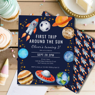 Erste Reise um die Sonne 1. Geburtstag Einladung