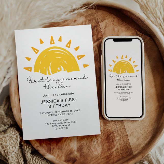 Erste Reise um die Sonne 1. Geburtstag Einladung (Von Creator hochgeladen)