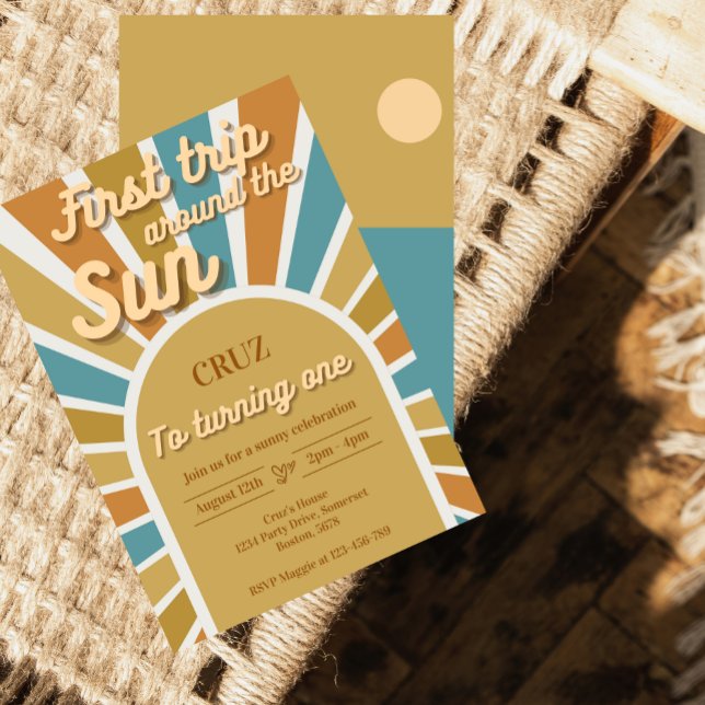 Erste Reise um die Sonne 1. Geburtstag Einladung (Von Creator hochgeladen)