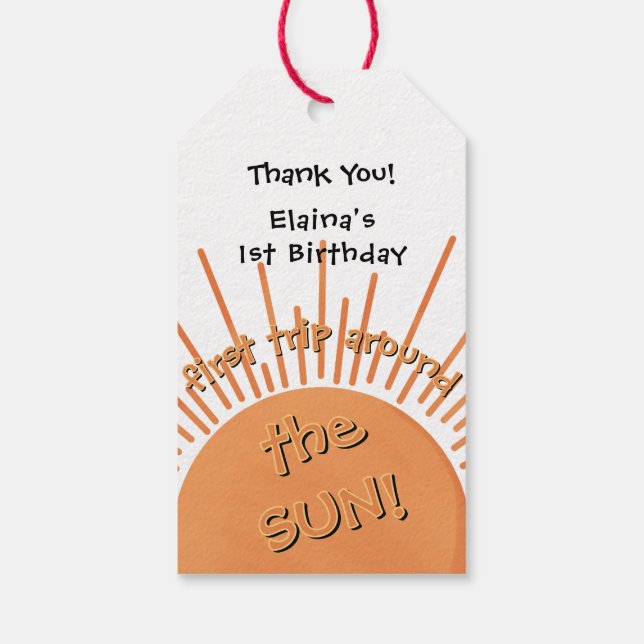 Erste Reise um die Sonne 1. Geburtstag Geschenkanhänger (Rückseite)