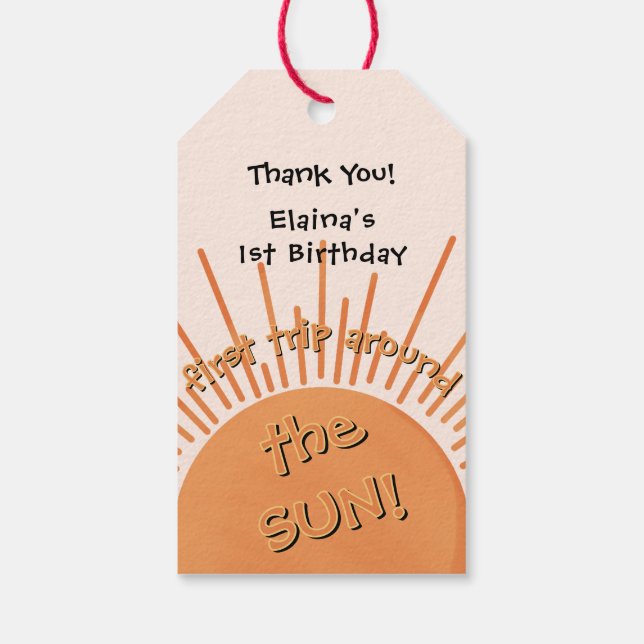 Erste Reise um die Sonne 1. Geburtstag Geschenkanhänger (Rückseite)