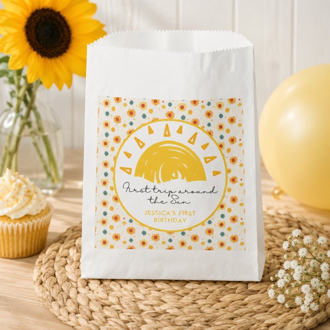 Erste Reise um die Sonne 1. Geburtstag Geschenktütchen (First Trip Around the Sun 1st Birthday Favor Bag)