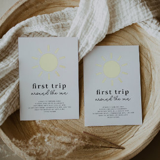 Erste Reise um die Sonne 1. Geburtstag Gold Folieneinladung