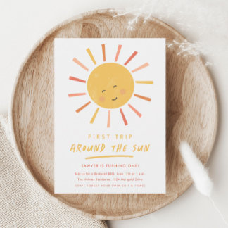 Erste Reise um die Sonne 1. Geburtstag Magneteinladung