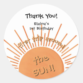 Erste Reise um die Sonne 1. Geburtstag Runder Aufkleber