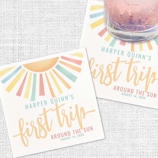Erste Reise um die Sonne 1. Geburtstag Serviette (First Trip Around The Sun 1st Birthday Napkins)