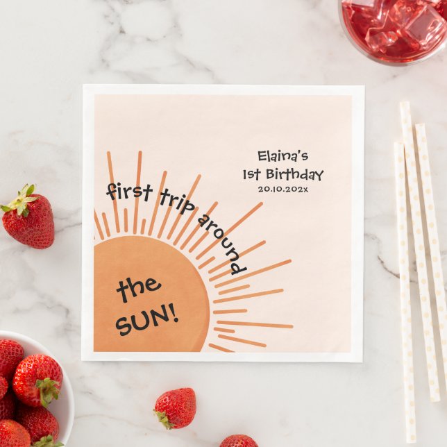 Erste Reise um die Sonne 1. Geburtstag Serviette (Beispiel)