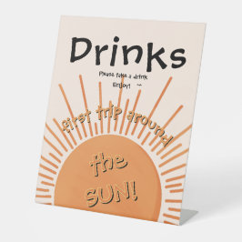 Erste Reise um die Sonne 1. Geburtstagsgetränke un Sockelschild