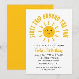 Erste Reise um die Sonne 1. Geburtstagssonne Einladung
