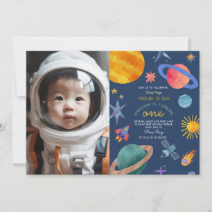 Erste Reise um die Sonne Astronaut Erster Geburtst Einladung