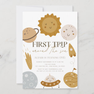 Erste Reise um die Sonne Boho 1. Geburtstag Einladung