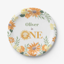 Erste Reise um die Sonne Boho Floral Pappteller