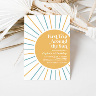Erste Reise um die Sonne Boho Sonnenschein Geburts Einladung