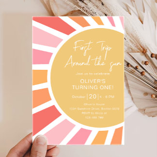 Erste Reise um die Sonne - Boho Sunshine Geburtsta Einladung