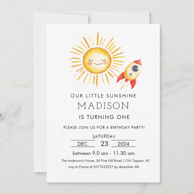 Erste Reise um die Sonne Einladung (Vorderseite)