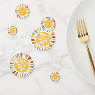 Erste Reise um die Sonne Einladung Konfetti