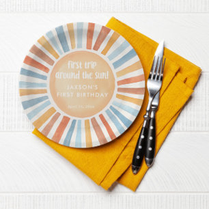 Erste Reise um die Sonne erste Geburtstagsparty Pappteller