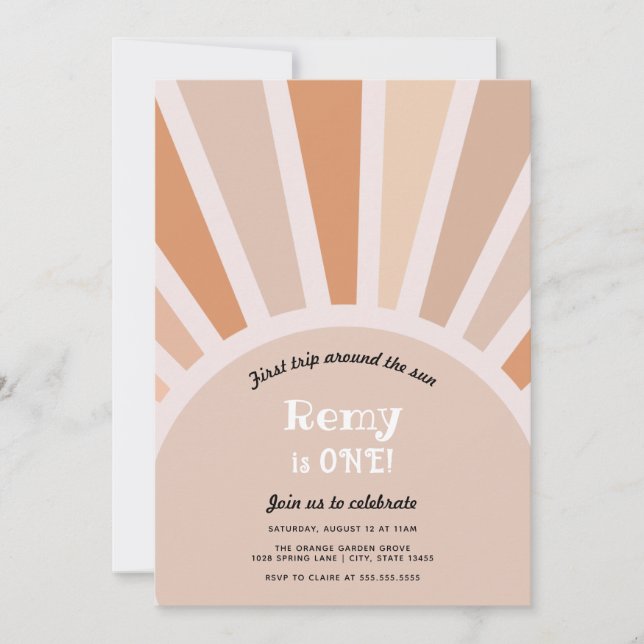 Erste Reise um die Sonne Erster Geburtstag Einladung (Vorderseite)