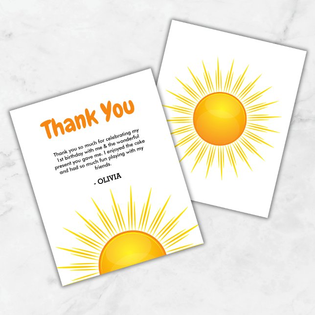 Erste Reise um die Sonne Geburtstag Danke Karte (Budget First Trip Around the Sun 1st Birthday Thank You Card  )