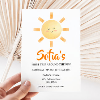 Erste Reise um die Sonne Geburtstag Einladung