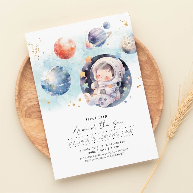 Erste Reise um die Sonne Geburtstag Einladung (Von Creator hochgeladen)