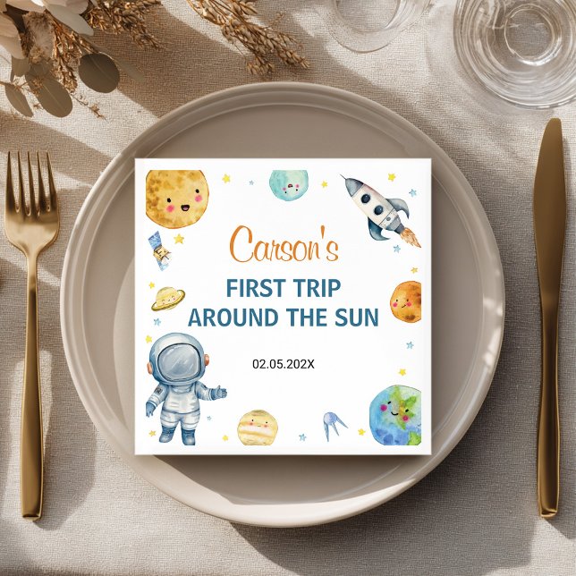Erste Reise um die Sonne Geburtstag Serviette (Von Creator hochgeladen)
