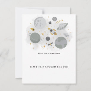 erste Reise um die Sonne Geburtstagseinladung 1. Feiertagskarte