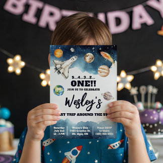 Erste Reise um die Sonne, Kinderraum Geburtstag Einladung