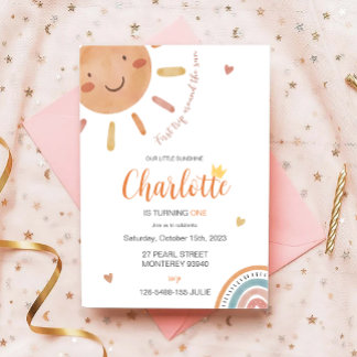 Erste Reise um die Sonne Kleiner Sonnenschein Gebu Einladung