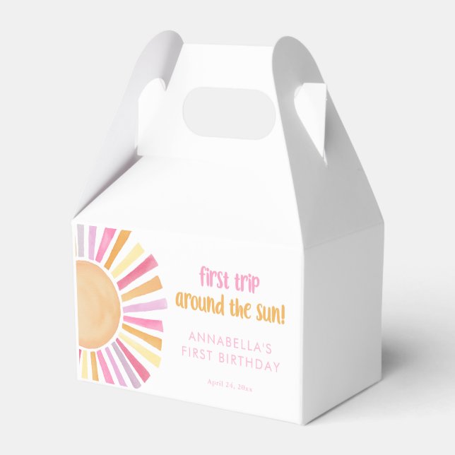 Erste Reise um die Sonne Mädchen 1. Geburtstag Geschenkschachtel (Vorderseite)