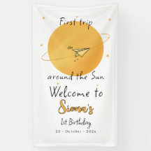 Erste Reise um die Sonne Papierflugzeug Geburtstag
