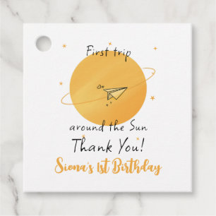 Erste Reise um die Sonne Papierflugzeug Geburtstag Geschenkanhänger