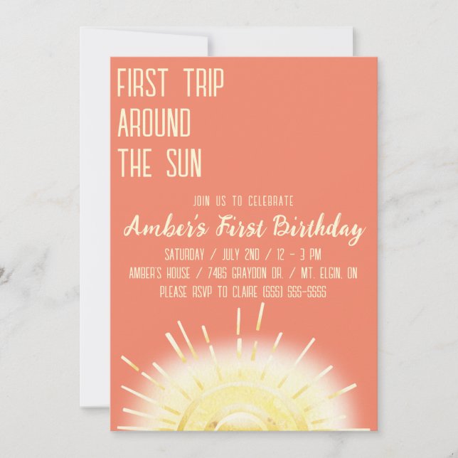 Erste Reise um die Sonne, Sonnenaufgang 1. Geburts Einladung (Vorderseite)