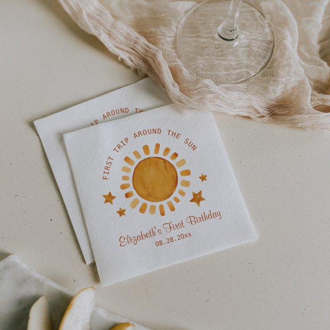 Erste Reise um die Sonne - Sonnenschein 1. Geburts Serviette (Von Creator hochgeladen)