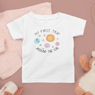 Erste Reise um die Sonne zum 1. Geburtstag Mädchen Baby T-shirt