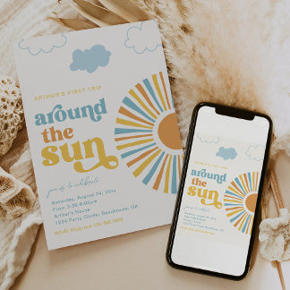 Erste Reise um die Sonne zum Geburtstag Einladung